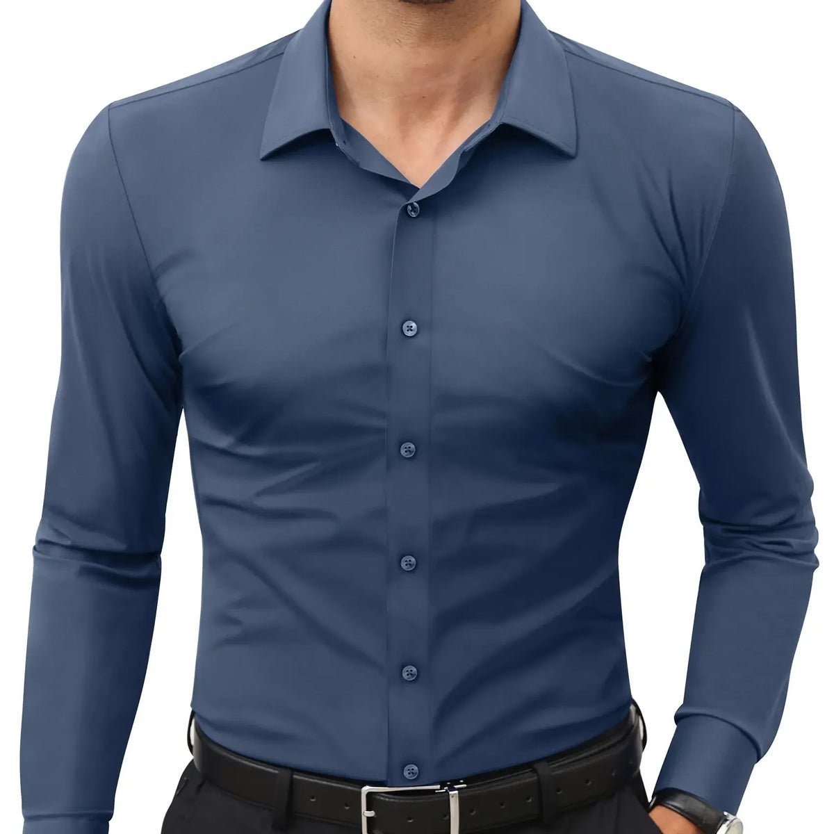 Men's Super Stretchy Dress Shirt Quick-Drying Breathable Anti-Wrinkle