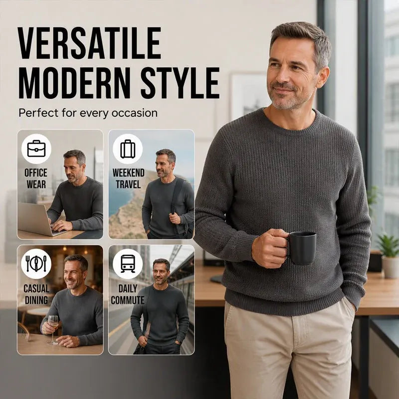 Men's Crewneck Sweater Soft Casual Sweaters Classic Long Sleeve Pullover Sweaters with Ribbing Edge