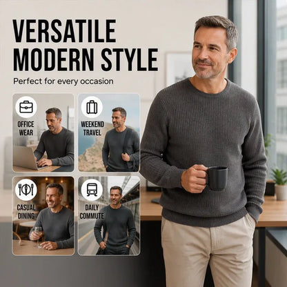 Men's Crewneck Sweater Soft Casual Sweaters Classic Long Sleeve Pullover Sweaters with Ribbing Edge