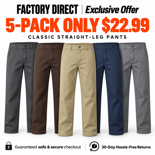 ✨ Men's Classic Straight-Leg Work Pants | 🔥 5-PACK ONLY $22.99 — End-of-Season Stock Clearance & Massive Savings While Supplies Last ⚡