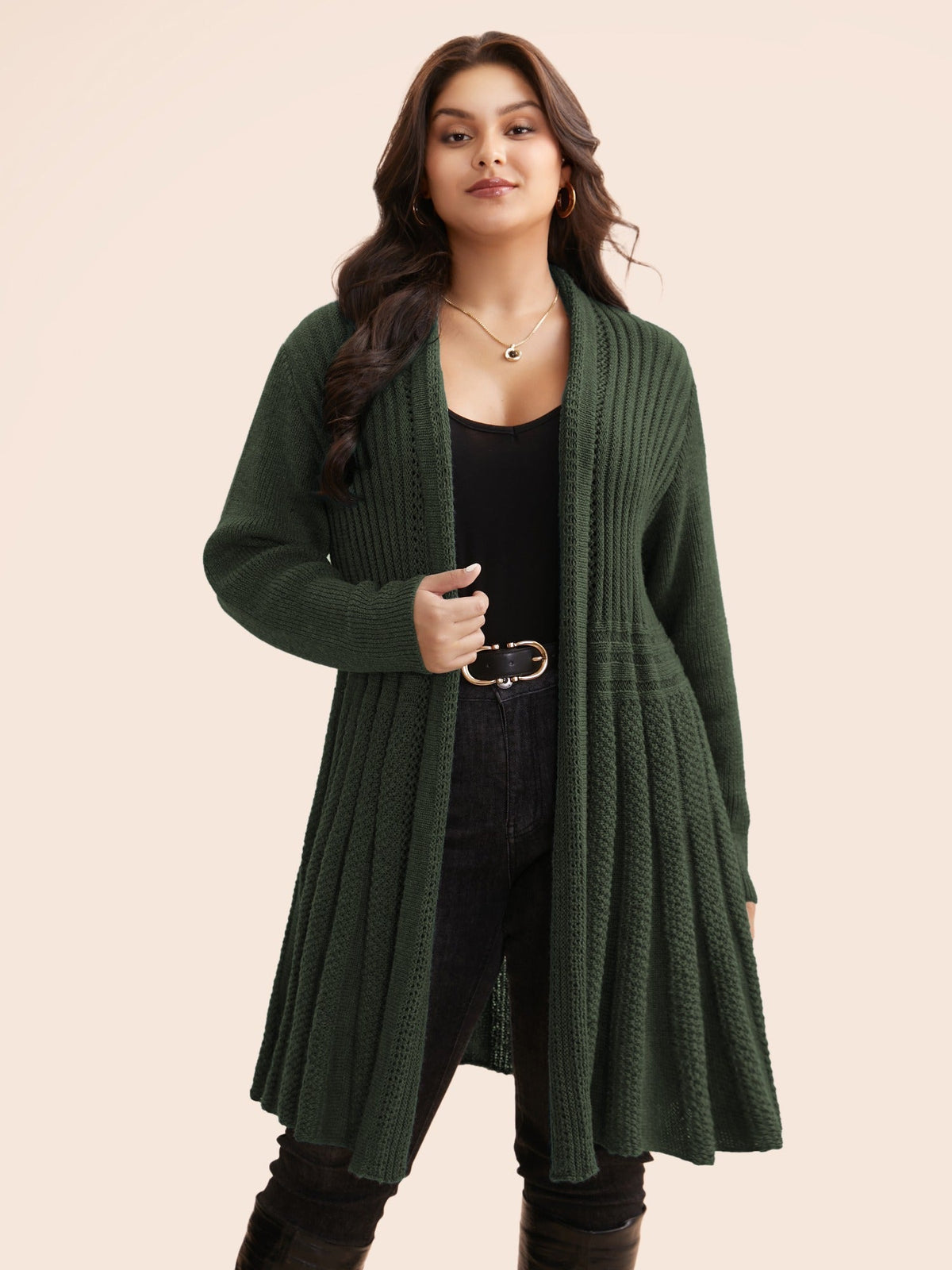 🔥 MAJOR SALE-Women's Textured Long Cardigan – Relaxed Kimono-Style Open Front Sweater