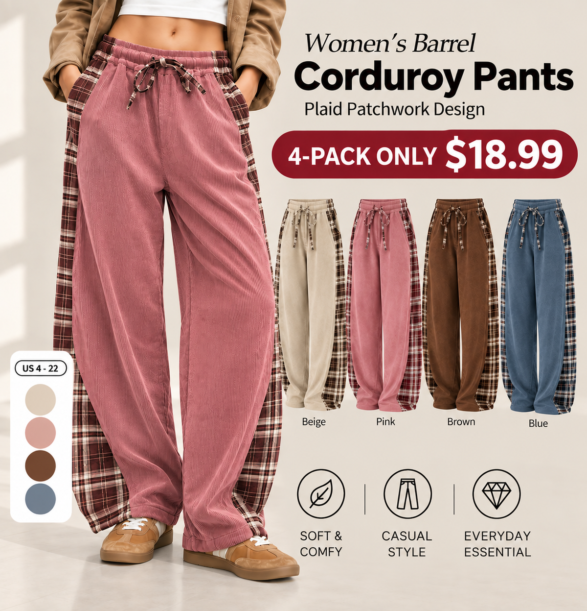 Women's Corduroy Barrel Pants🍂 FALL SPECIAL | 4 FOR ONLY $18.99! | BEST VALUE: 9 FOR ONLY $24.95