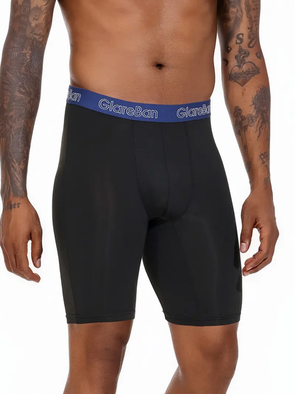 10-Pack Men's Long-Leg Quick-Dry Sports Boxer Briefs – Soft Stretchy Gym Workout Underwear