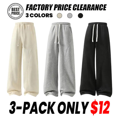 Men's Solid-Color Drawstring Pants with Curved Blade Design