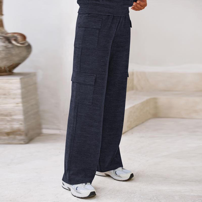 Women's 2-Piece Knitted Sets Hoodie & Wide Leg Pants with Pockets