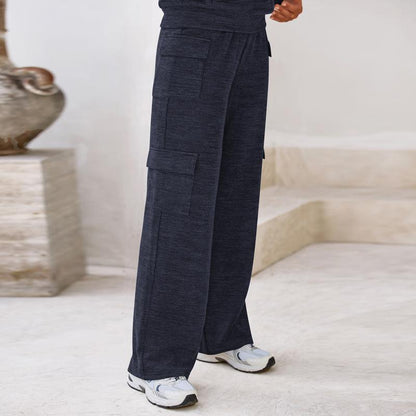 Women's 2-Piece Knitted Sets Hoodie & Wide Leg Pants with Pockets