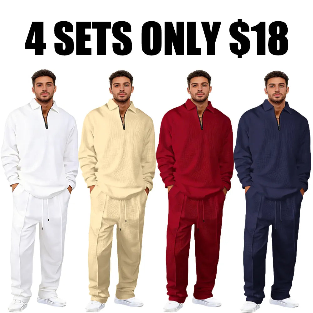 Men's basic casual sweatshirt and sweatpants two-piece set