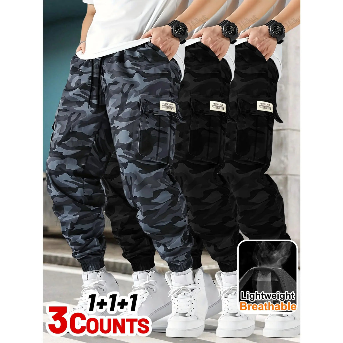 Men's Lightweight Camouflage Tactical Cargo Pants – Single or 3-Pack