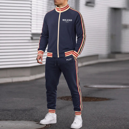 Men’s Retro Milano Two-Piece Tracksuit Navy/Black/Green/Blue Zip Jacket