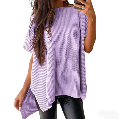 🔥Hot Sale💥 - Women's Round Neck Batwing Short Sleeve Loose Knit Top