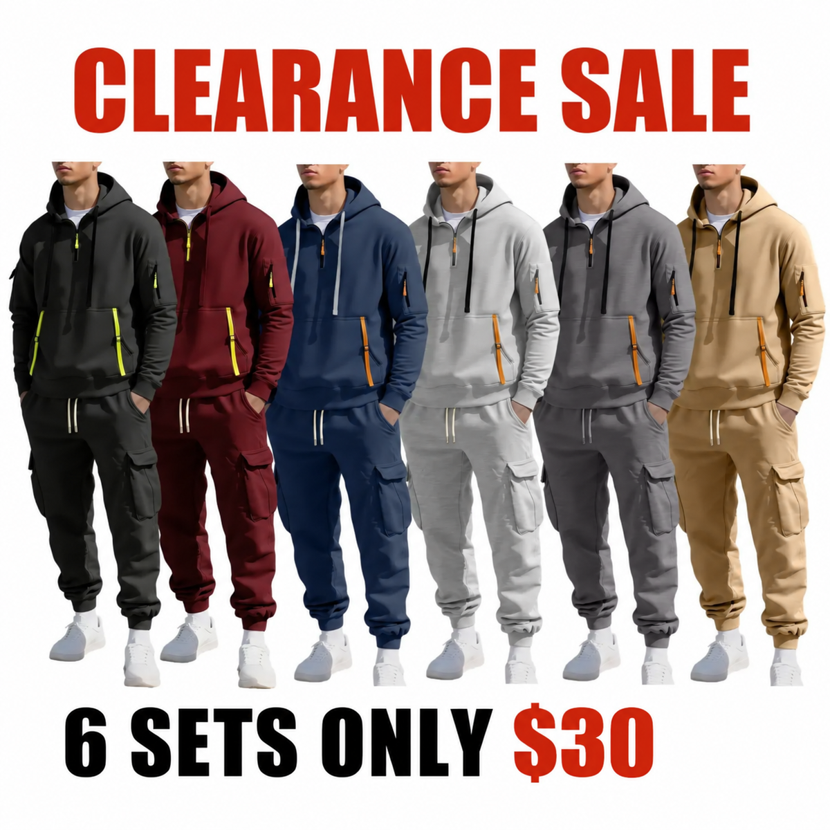 Men's autumn&winter hooded fashion sweatshirt with multiple pockets