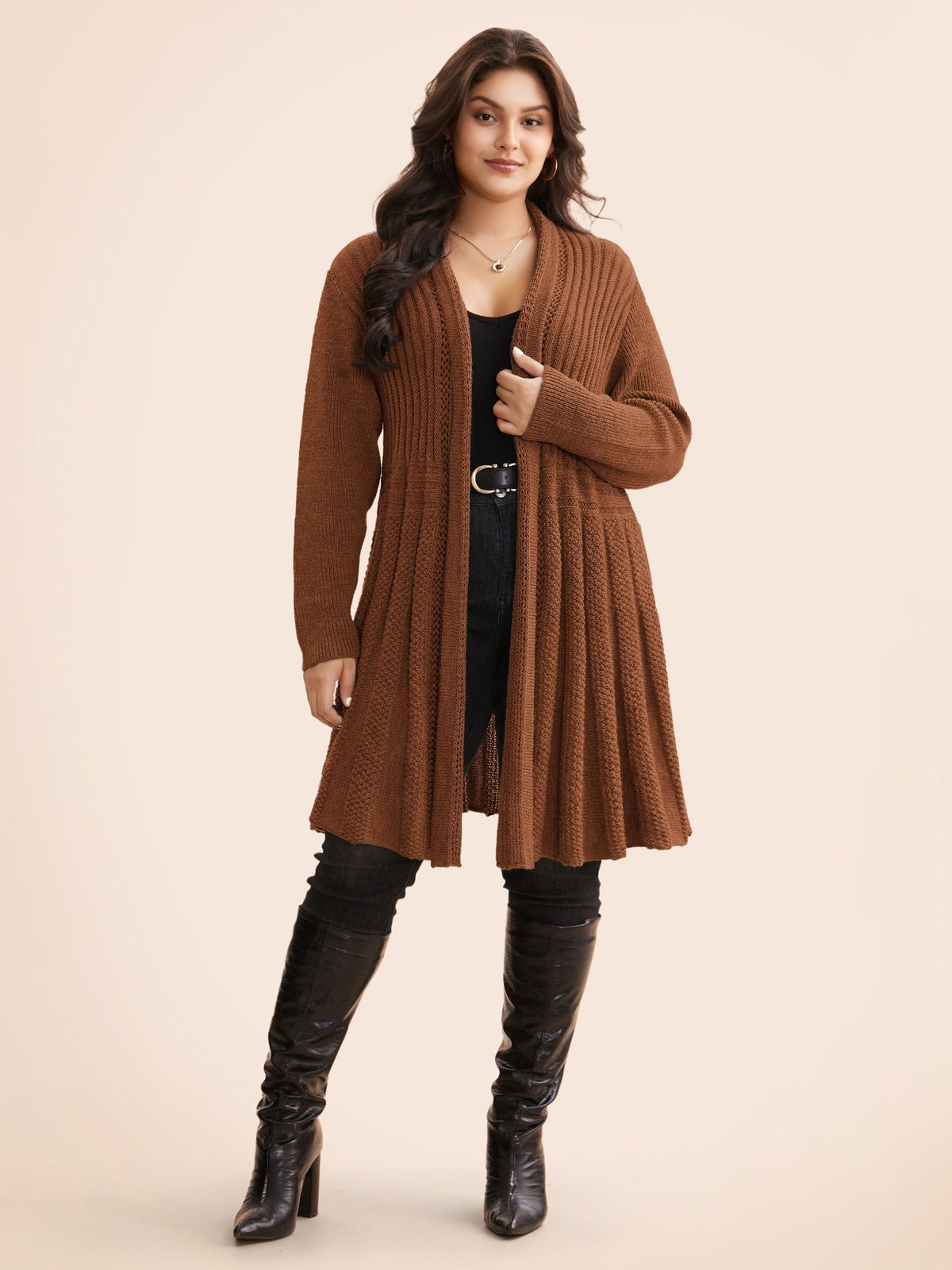 🔥 MAJOR SALE-Women's Textured Long Cardigan – Relaxed Kimono-Style Open Front Sweater