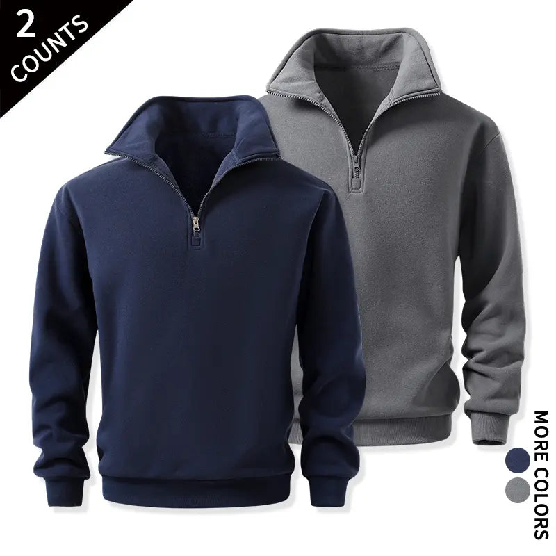Men's Cozy Quarter-Zip Sweatshirts, Single or 2-Pack