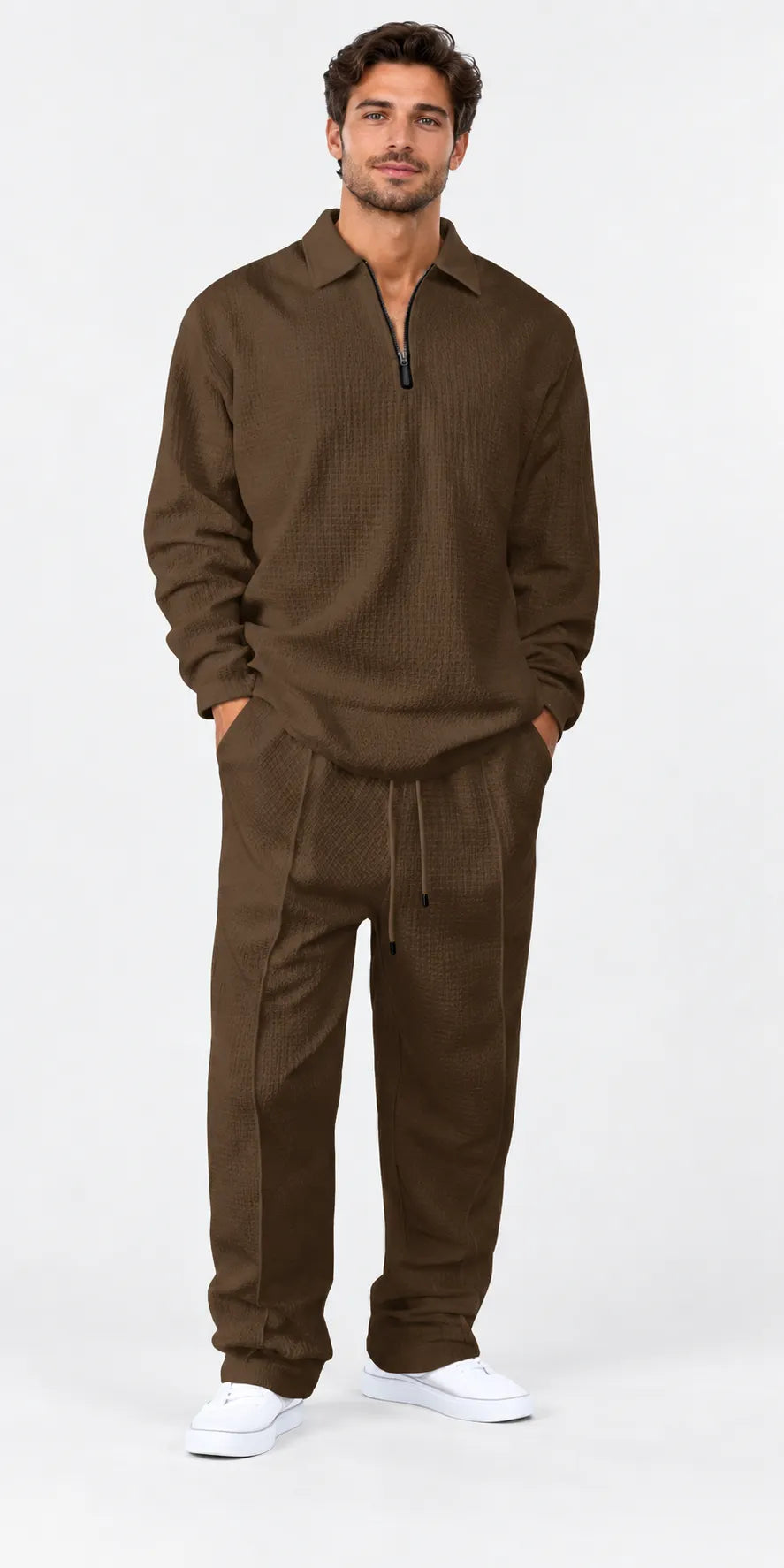 Men's basic casual sweatshirt and sweatpants two-piece set