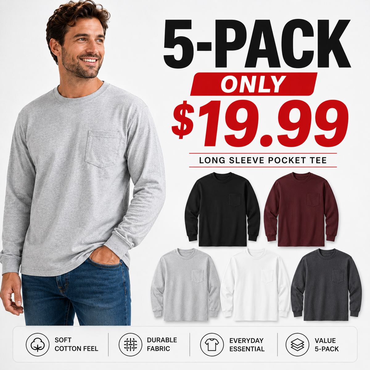 ✨Classic Heavyweight Pocket Work Tee – Relaxed Fit, Built for Everyday Work