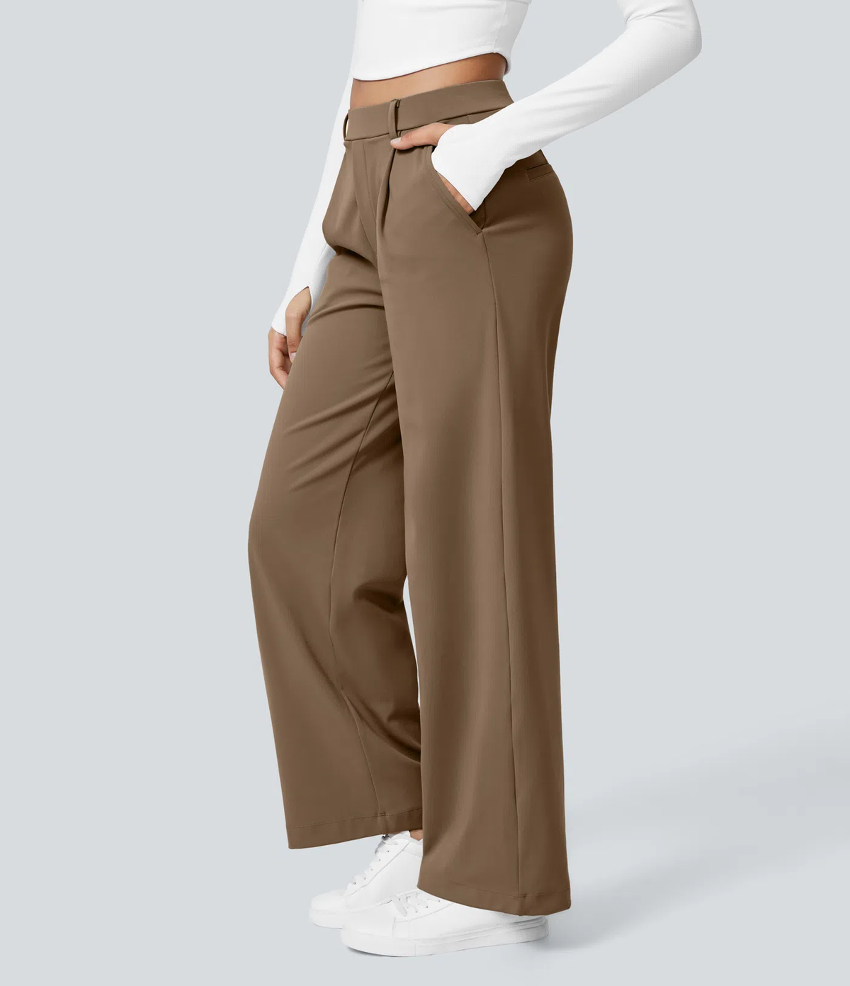 🔥 LAST DAY SALE  High‑Waist Straight‑Leg Tailored Trousers with Side Pockets