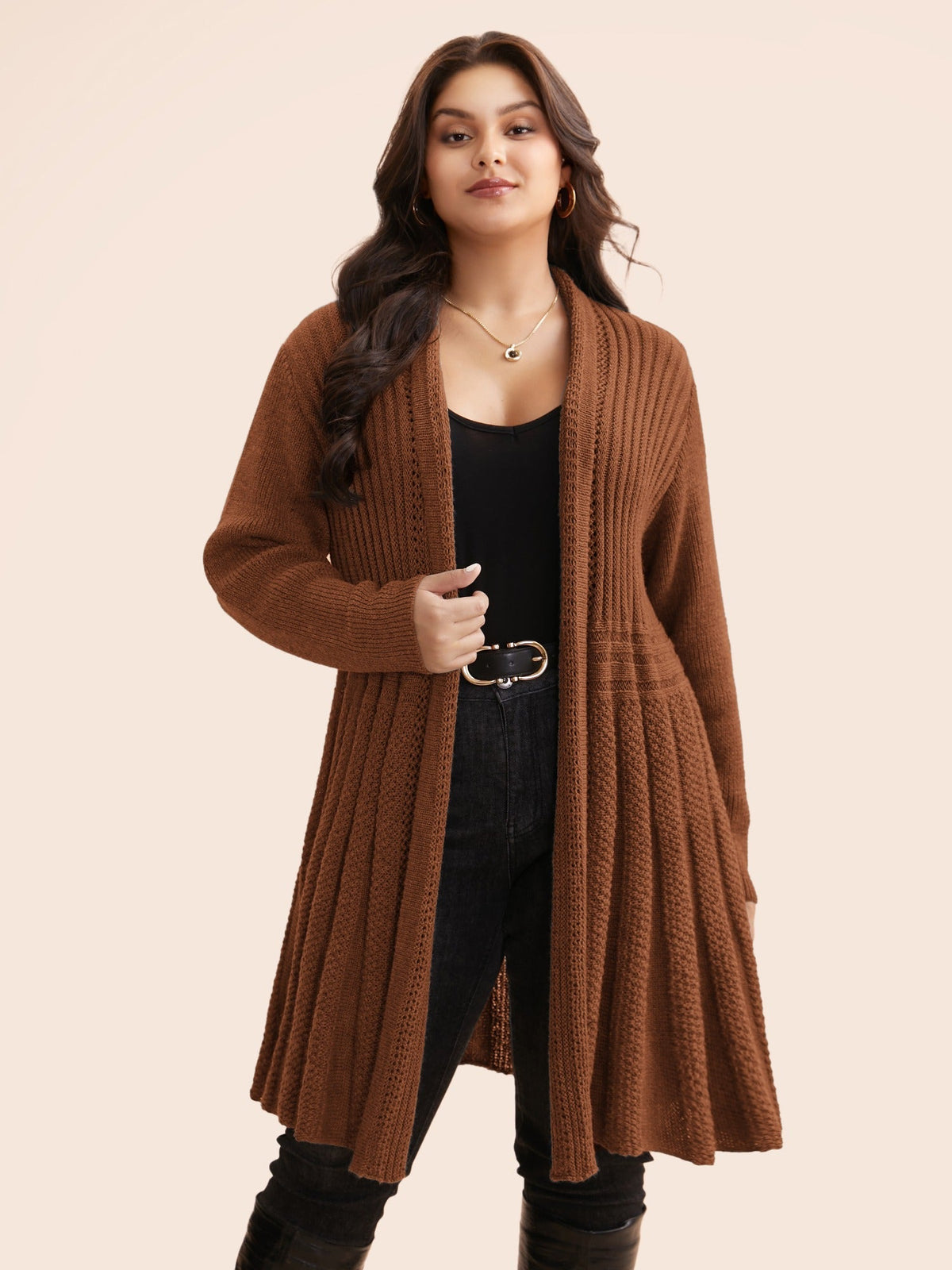 🔥 MAJOR SALE-Women's Textured Long Cardigan – Relaxed Kimono-Style Open Front Sweater