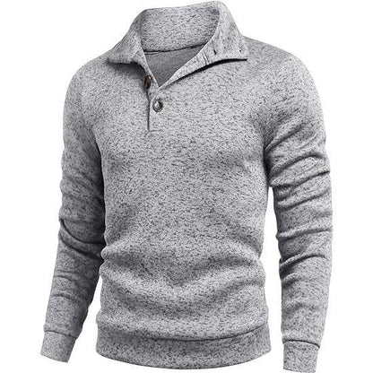 Men's Quarter Button Henley Sweater Casual Knitted Sweatshirt Mock Neck Thermal Fleece Pullover Sweater with Pocket