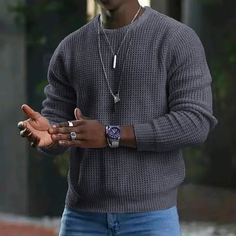 Men's Crewneck Sweater Soft Casual Sweaters Classic Long Sleeve Pullover Sweaters with Ribbing Edge