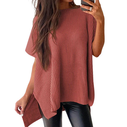🔥Hot Sale💥 - Women's Round Neck Batwing Short Sleeve Loose Knit Top