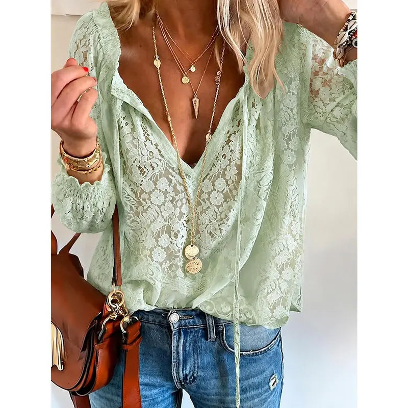 🌷 CHOOSE ANY 3 FOR ONLY $32.99! Luna Lace Elegance Top – 5 Colors to Mix & Match