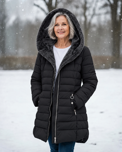 🔥Women’s Hooded Padded Winter Coat with Soft Fleece Lining, Flattering Fit Quilted Jacket with Pockets