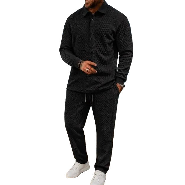 Men’s Long-Sleeve Polo Shirt & Long Pants Set