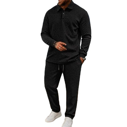 Men’s Long-Sleeve Polo Shirt & Long Pants Set
