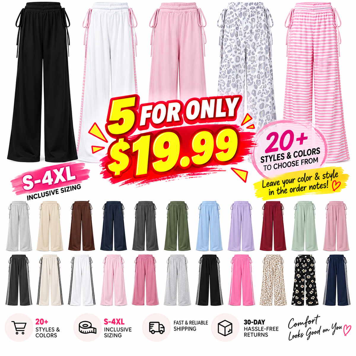 ⚡ FINAL SALE – 21 FOR $24.99! WOMEN'S Wide Leg lounge Pants