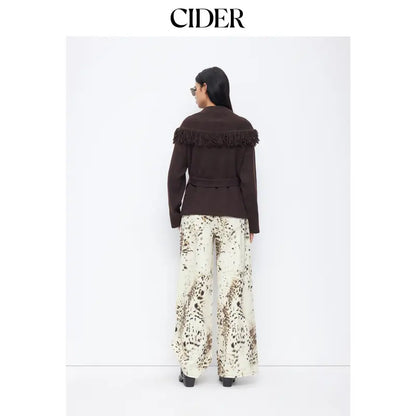 🔥 TODAY ONLY! LIMITED-TIME SALE! Cider Women's Fringed Wool-Blend Wrap Cardigan with Belt – Chic Beige | SHOP NOW!