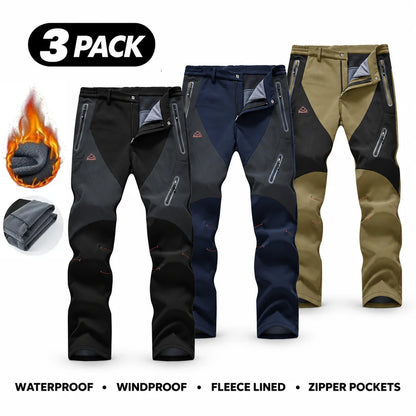Men's Waterproof Insulated Thermal Softshell Hiking Pants with Zipper Pockets