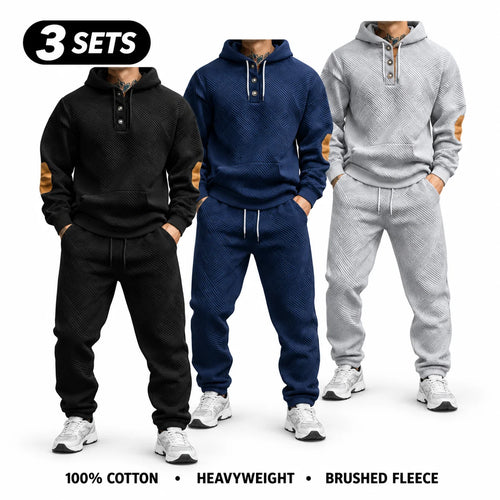 Men's 2-Piece 100% Cotton Heavyweight Brushed Fleece Hoodie & Sweatpants Set