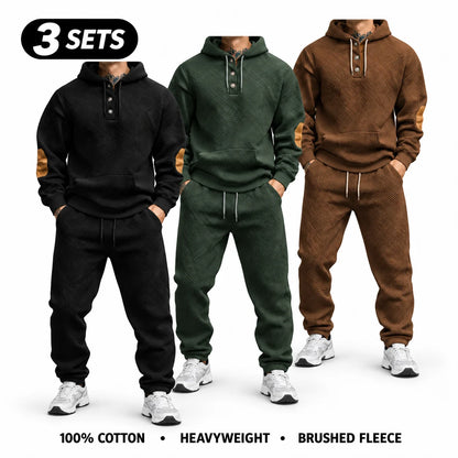 Men's 2-Piece 100% Cotton Heavyweight Brushed Fleece Hoodie & Sweatpants Set