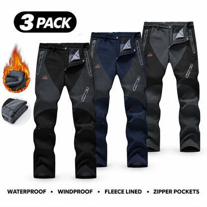 Men's Waterproof Insulated Thermal Softshell Hiking Pants with Zipper Pockets