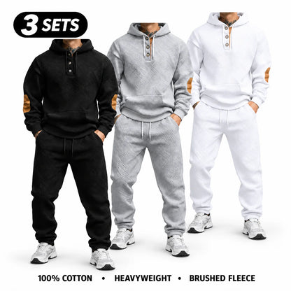 Men's 2-Piece 100% Cotton Heavyweight Brushed Fleece Hoodie & Sweatpants Set