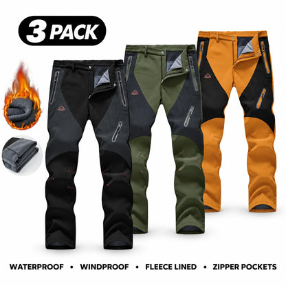 Men's Waterproof Insulated Thermal Softshell Hiking Pants with Zipper Pockets