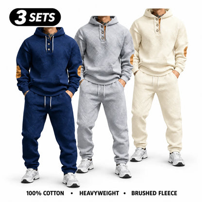 Men's 2-Piece 100% Cotton Heavyweight Brushed Fleece Hoodie & Sweatpants Set