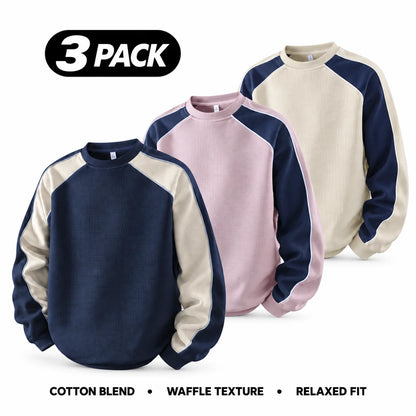 Men's 100% Cotton French Terry Relaxed-Fit Color-Block Crew Neck Sweatshirt
