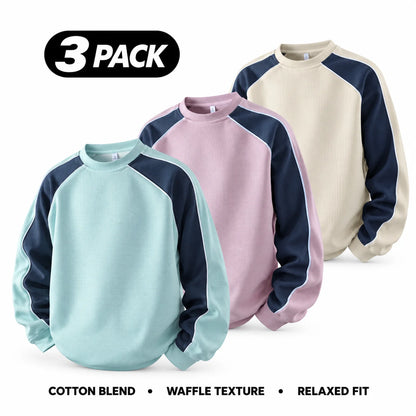 Men's 100% Cotton French Terry Relaxed-Fit Color-Block Crew Neck Sweatshirt