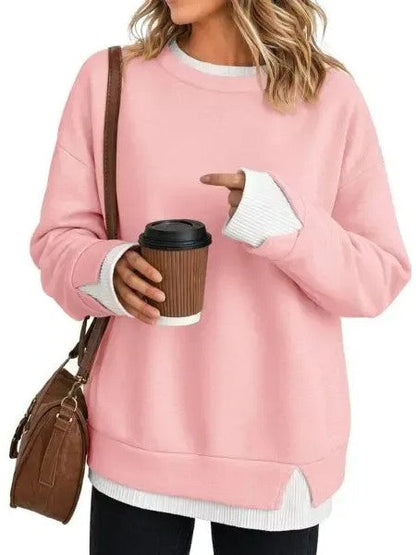 Damen Oversize Sweatshirt mit Rundhalsausschnitt im Lagen-Look