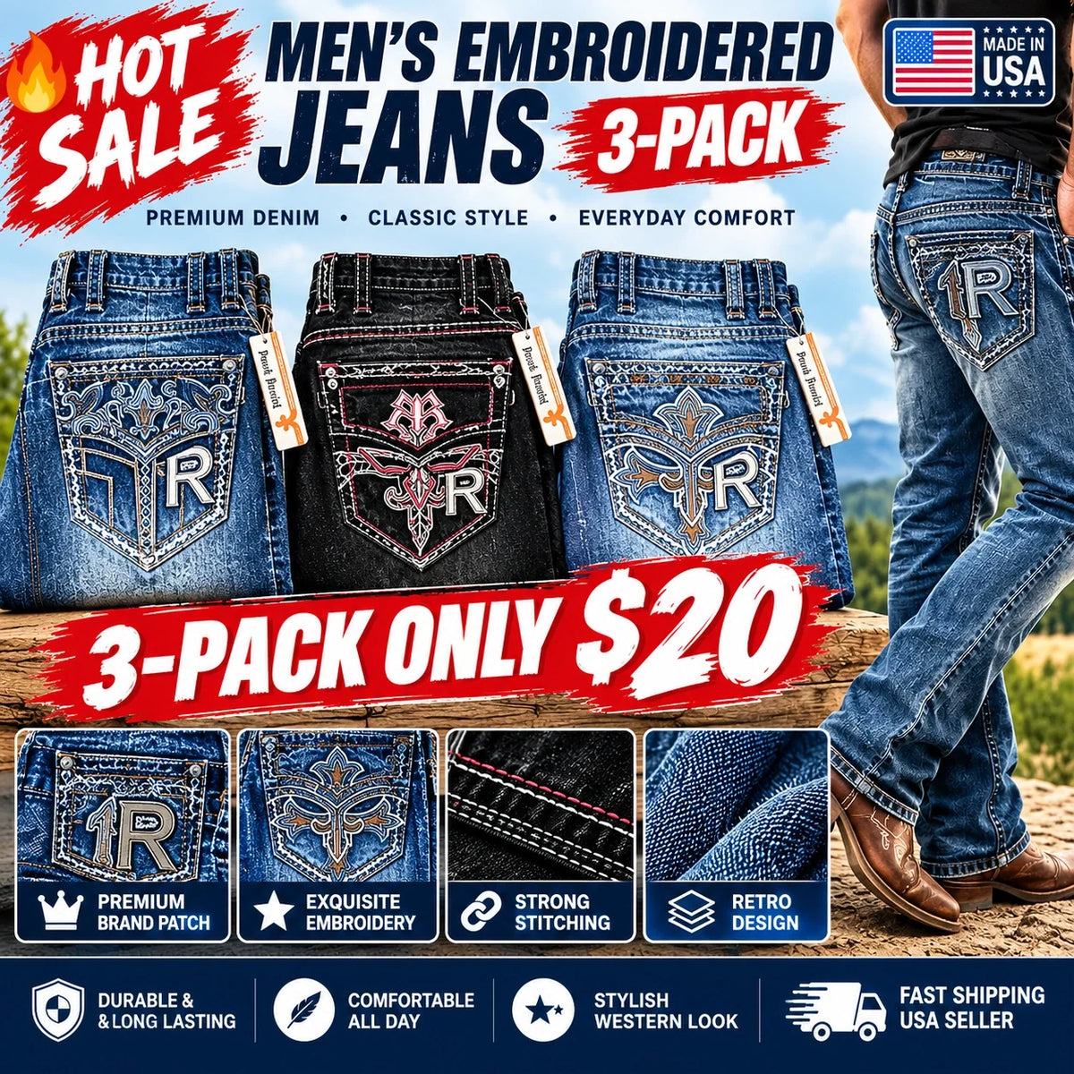 💥 EXCLUSIVE DEAL | Jeans for Men - Premium Western Denim Collection