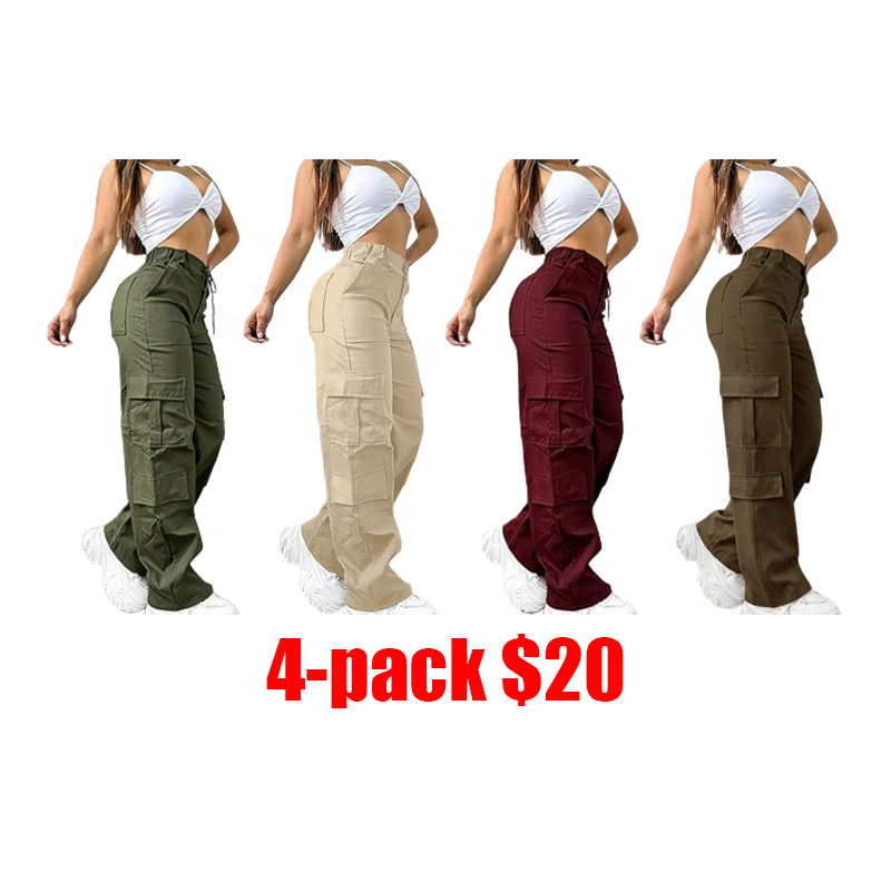 Women's Cargo Work Pants – Multi-Pocket Straight-Leg Outdoor Trousers，International shipping available