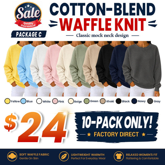 🔥 CLEARANCE SALE🔥 Women's Waffle Knit Crewneck Sweatshirt