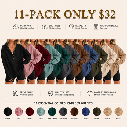 🔥Oversized V-Neck Hoodie – Side Slit Pullover