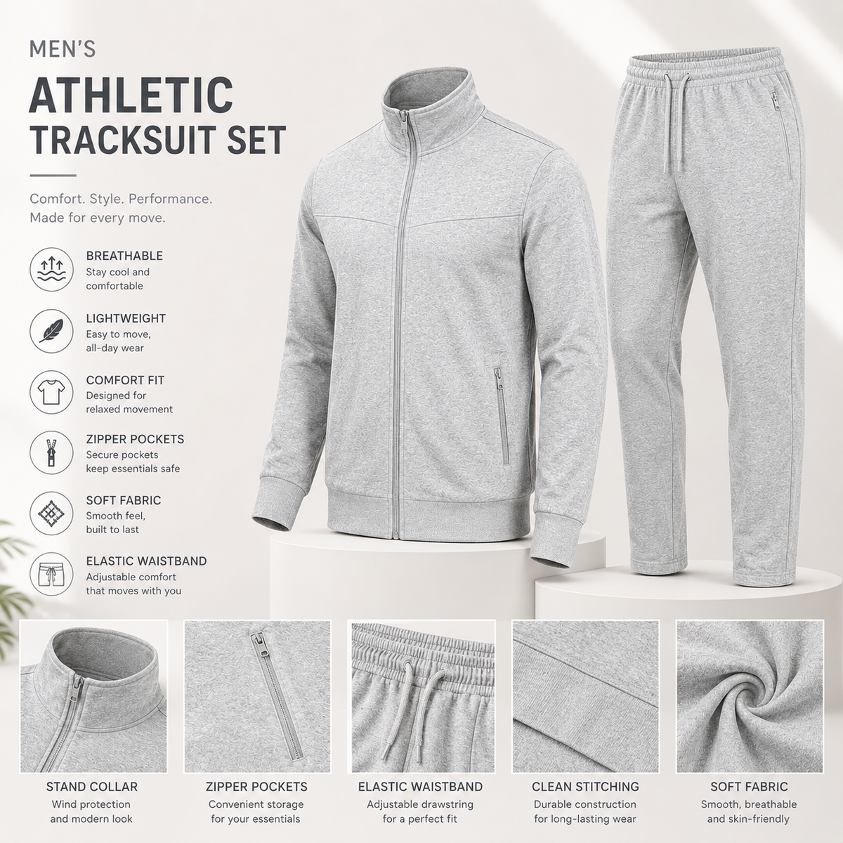 Men's Sport & Casual Tracksuit Set