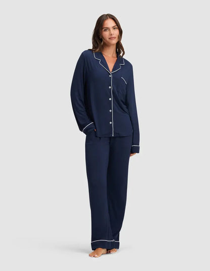 Women's Bamboo Long-Sleeve Pajama Set with Pockets