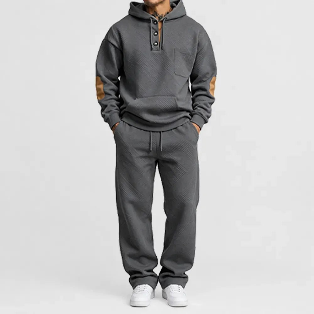 Men's 2-Piece Textured Hoodie Tracksuit