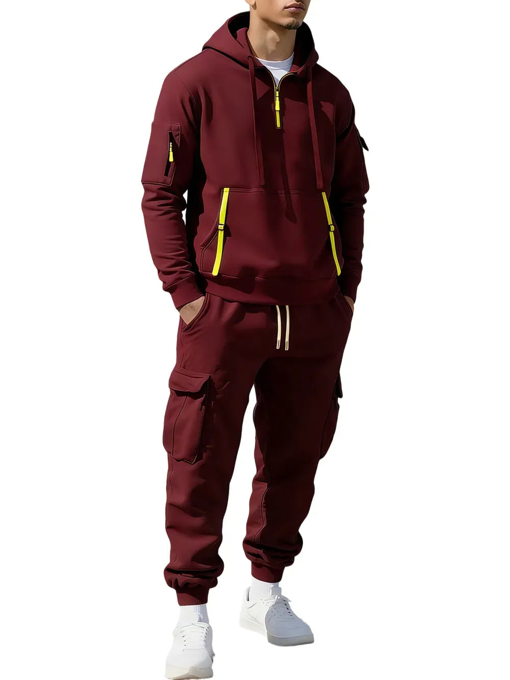 Men's autumn&winter hooded fashion sweatshirt with multiple pockets
