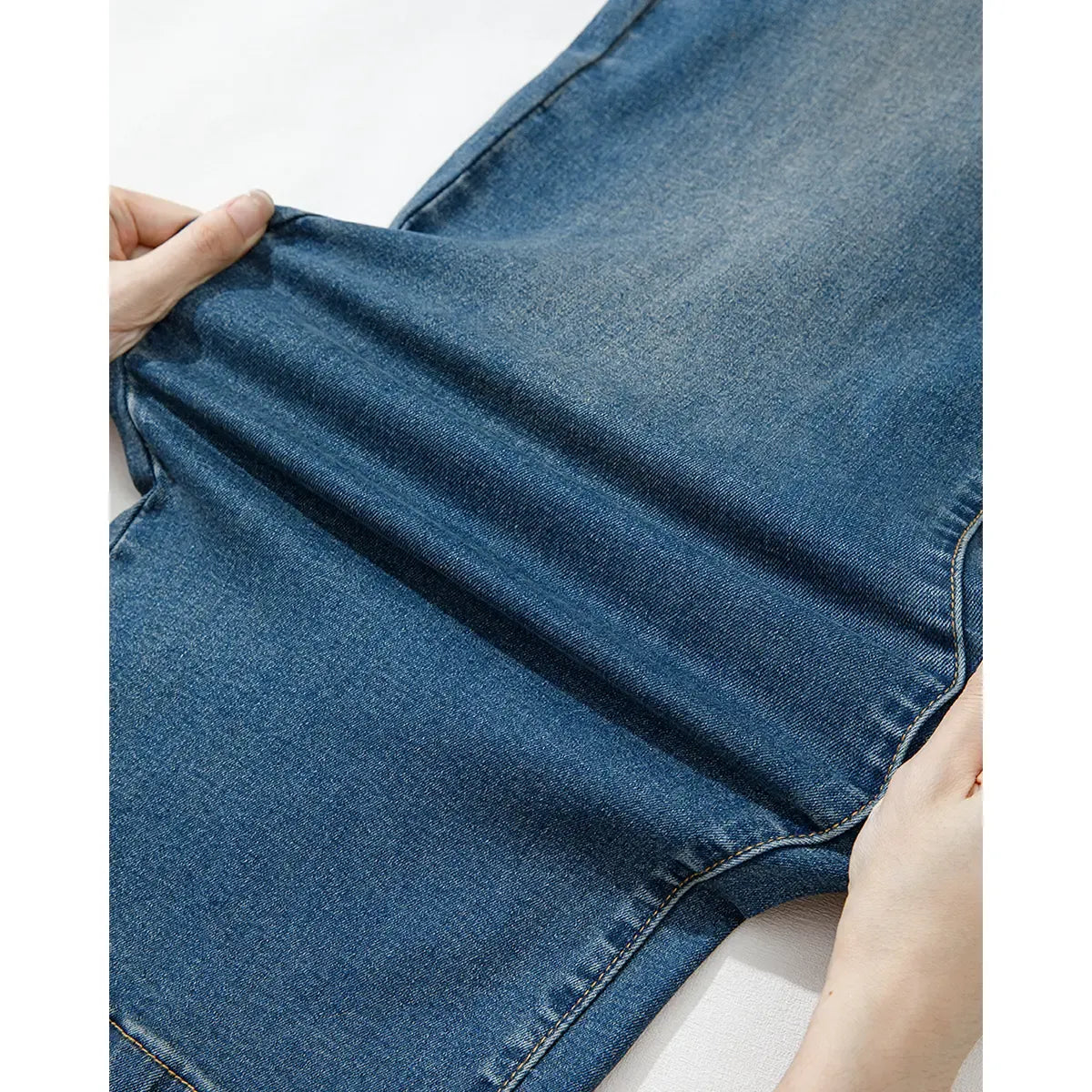 Women's wide leg high-waist stretch denim pants