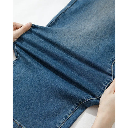 Women's wide leg high-waist stretch denim pants